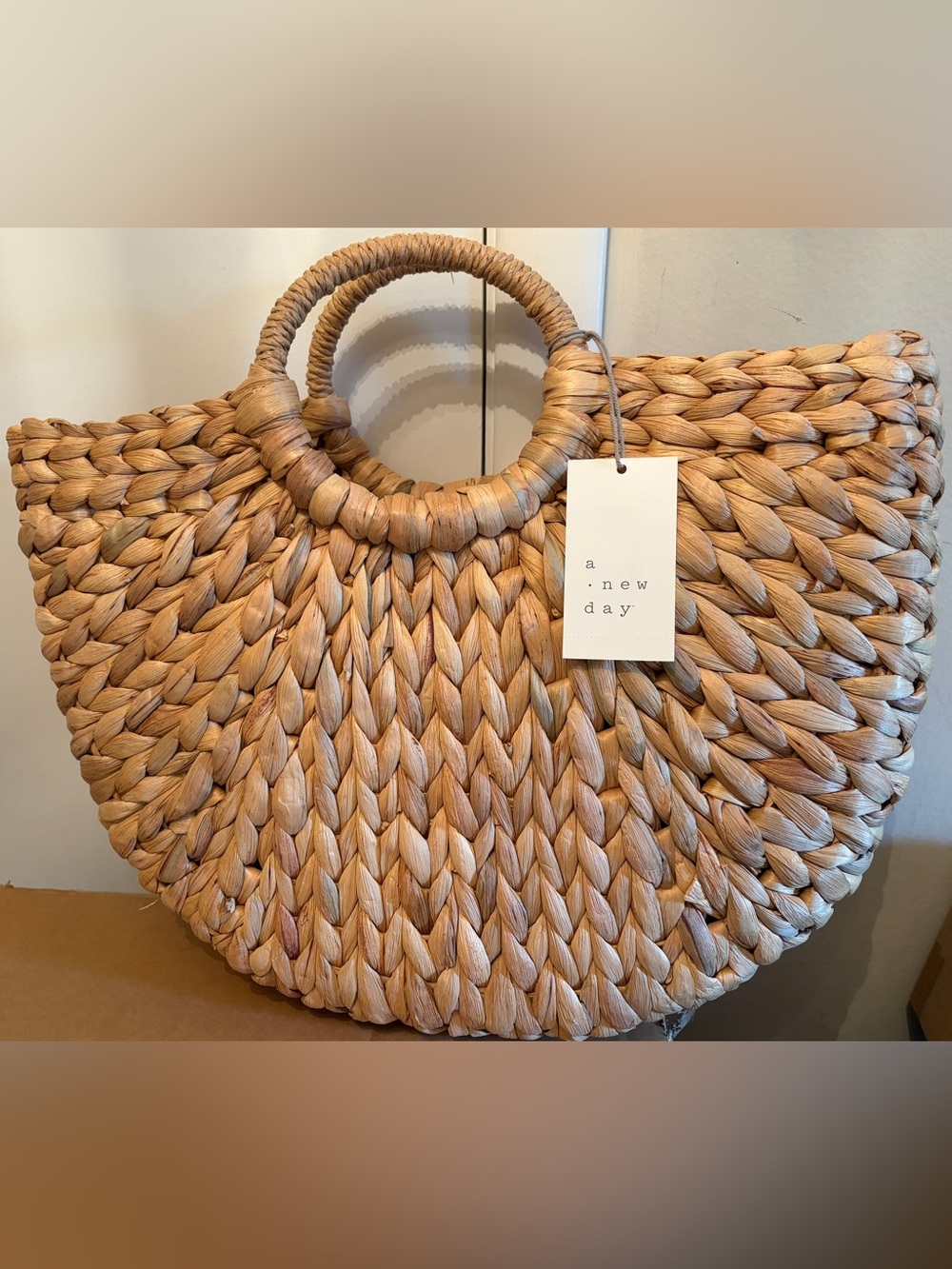 A New Day Large Straw Tote Bag NWT